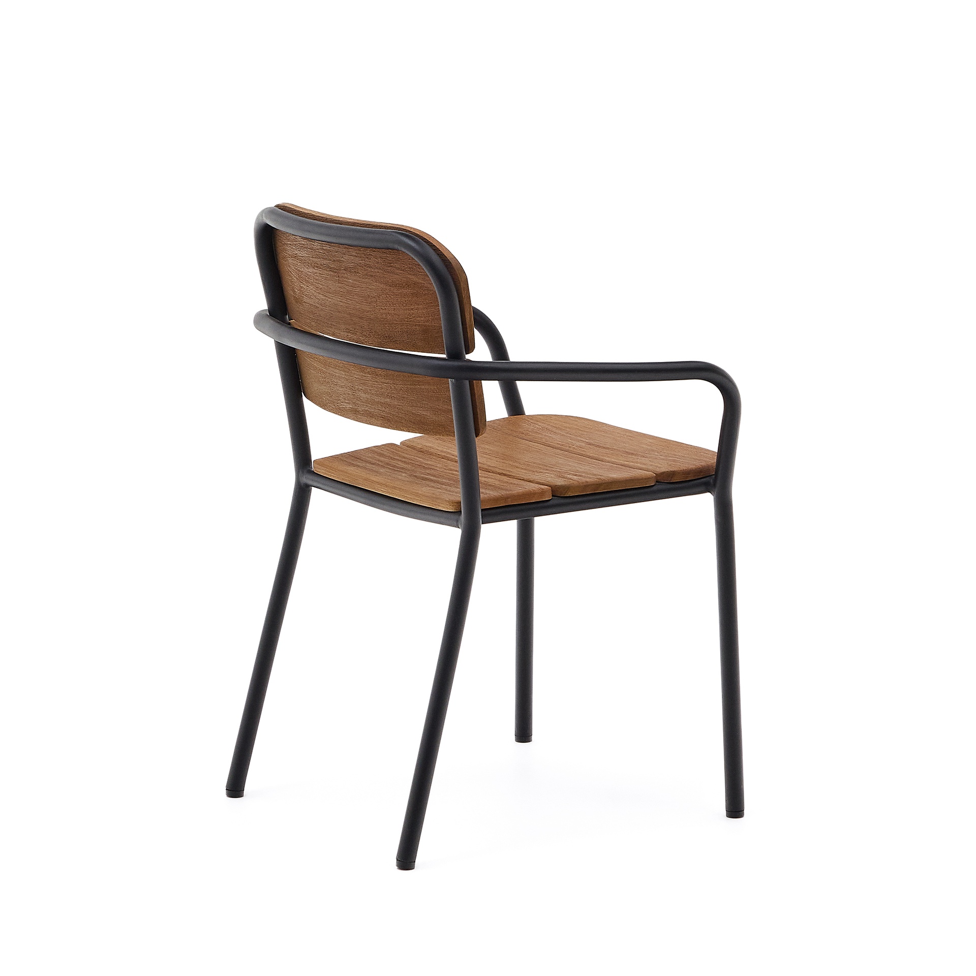Algueret Chair made of solid eucalyptus wood with natural finish and black aluminum FSC 100%