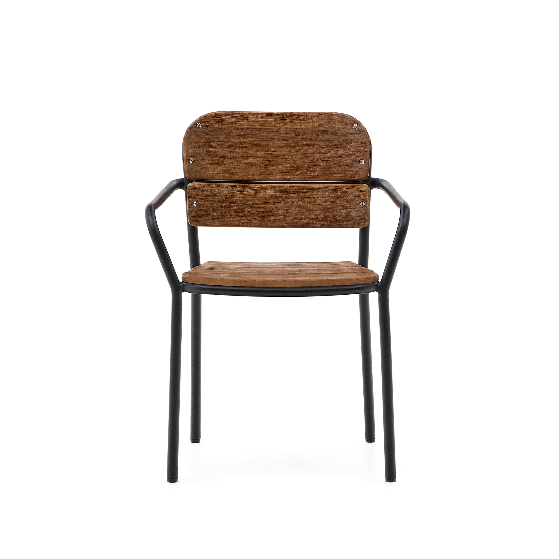 Algueret Chair made of solid eucalyptus wood with natural finish and black aluminum FSC 100%