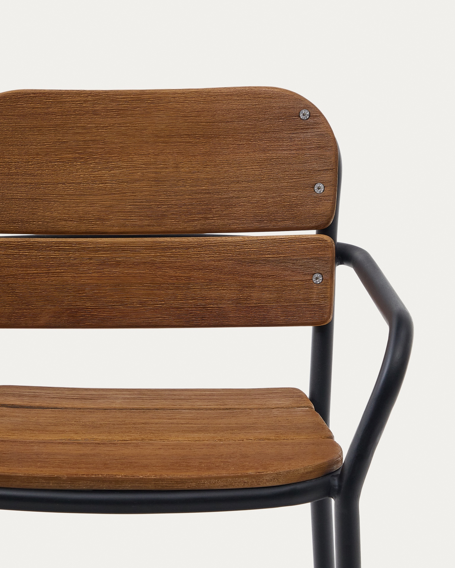 Algueret Stool Solid Eucalyptus Wood Natural Finish and Black Aluminum 65 cm FSC 100%