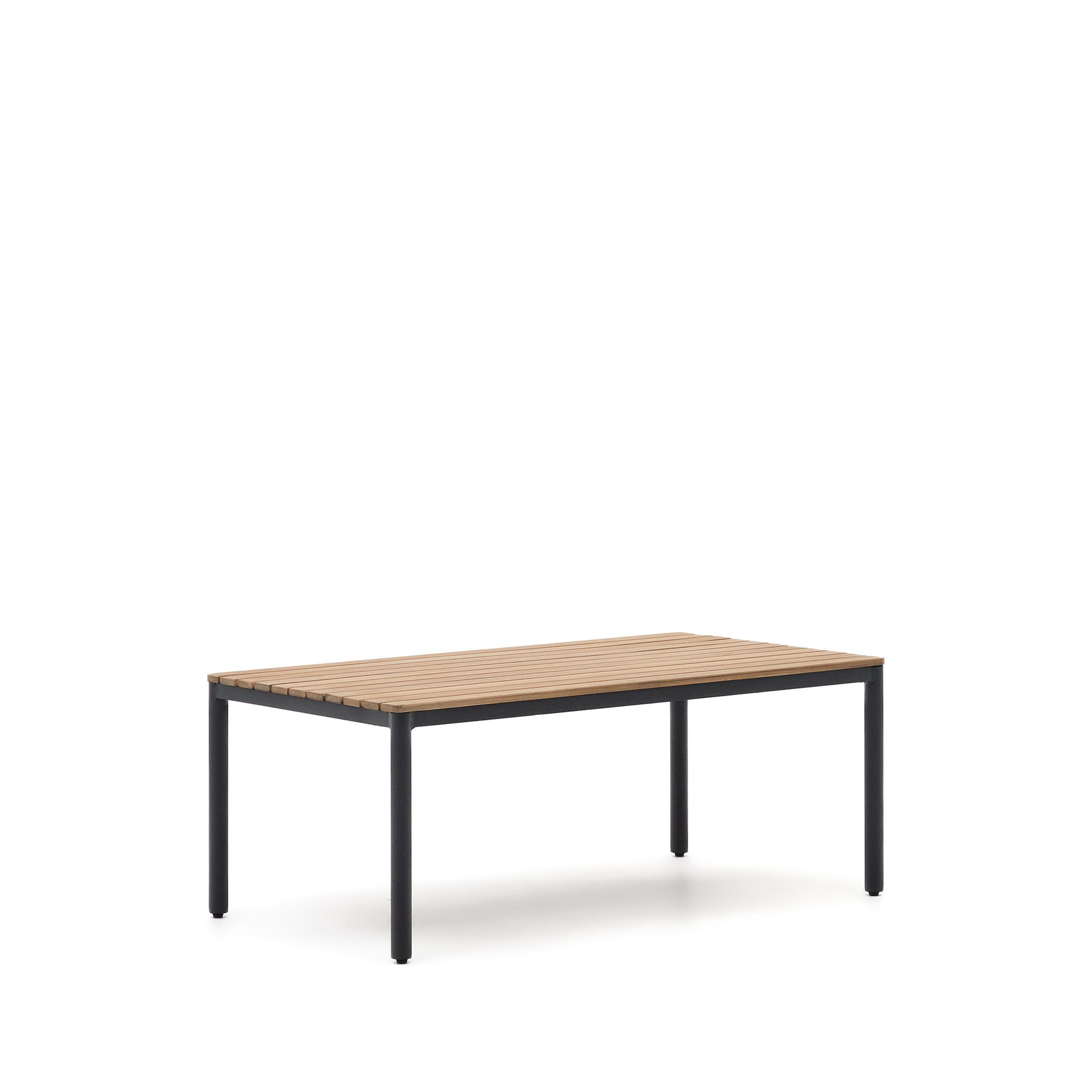 Aiguafreda set, 2 seater sofa, 2 chairs & coffee table made from grey aluminium & acacia