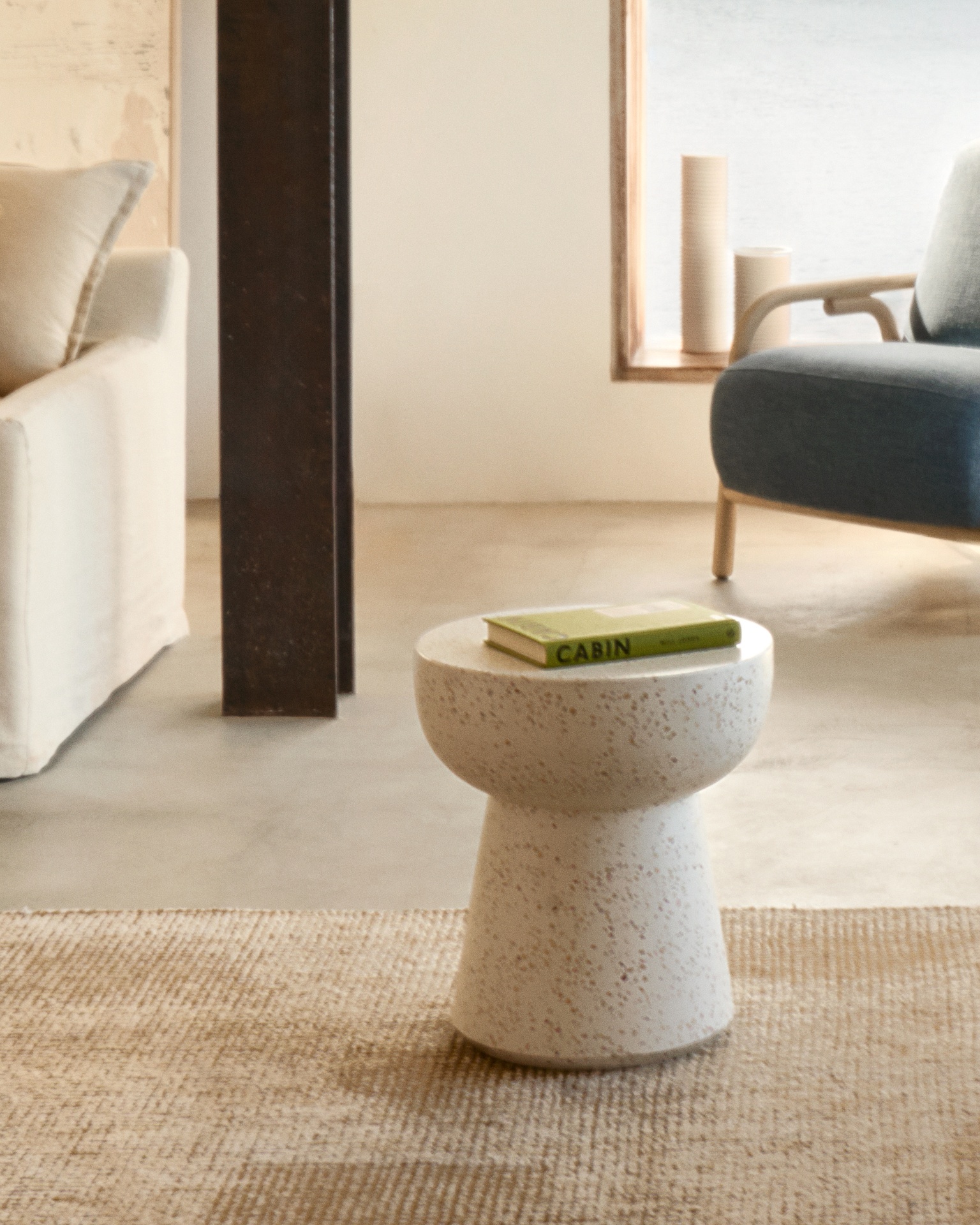 Pada white terrazzo side table, Ø 40 cm