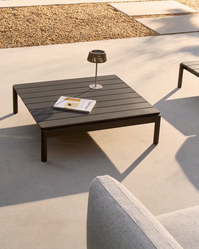 Aldet outdoor solar table lamp in grey rope cord