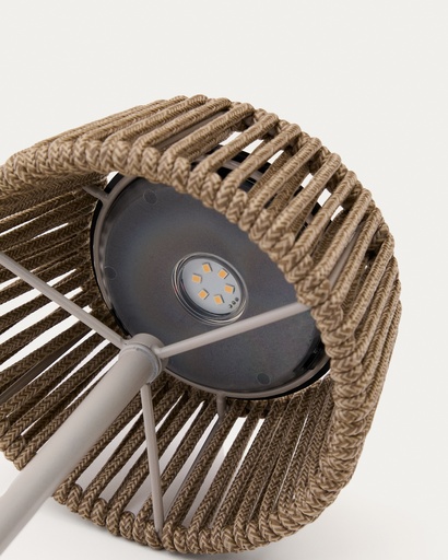 Aldet outdoor solar table lamp in grey rope cord