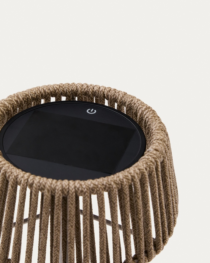Aldet outdoor solar table lamp in grey rope cord