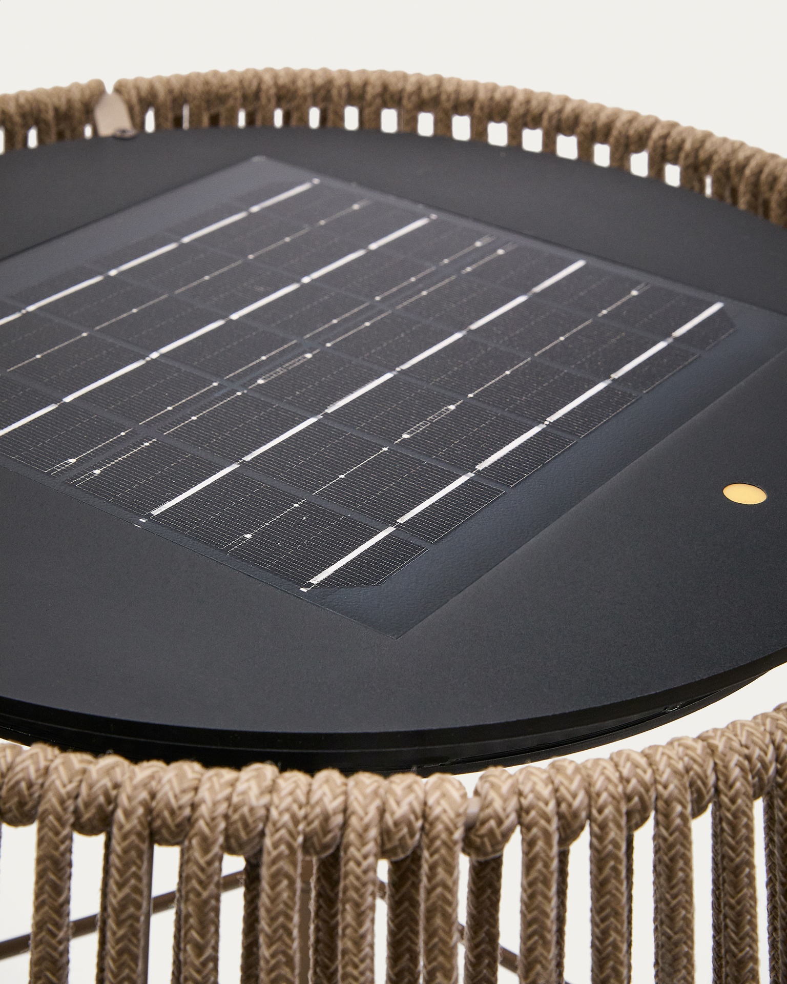 Aldet outdoor solar floor lamp in grey rope cord Ø46cm