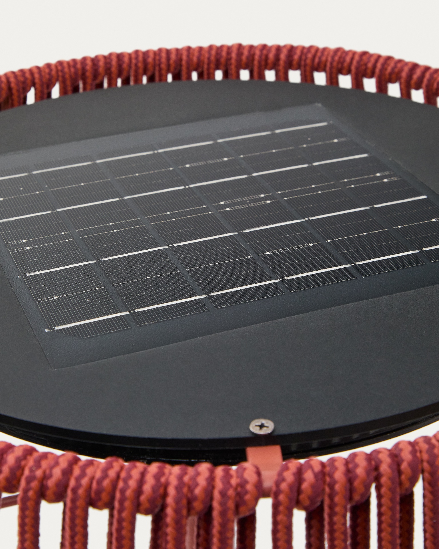 Aldet outdoor solar floor lamp in terracotta rope cord Ø46cm