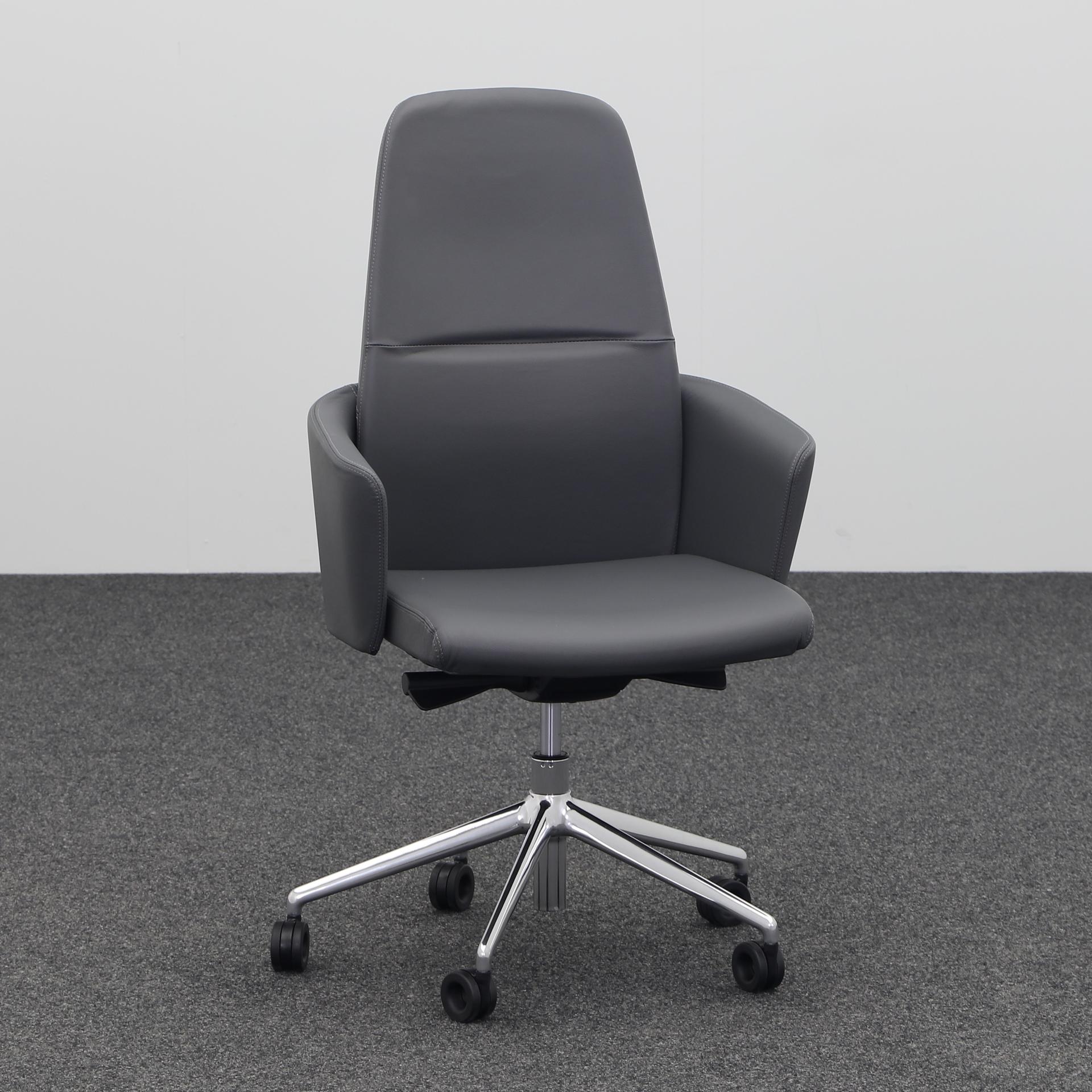 Chaises de bureau Bralco MY BELLE avec accoudoirs fixes, Gris, Très bon, Chaise ergonomique - idéale pour un travail flexible