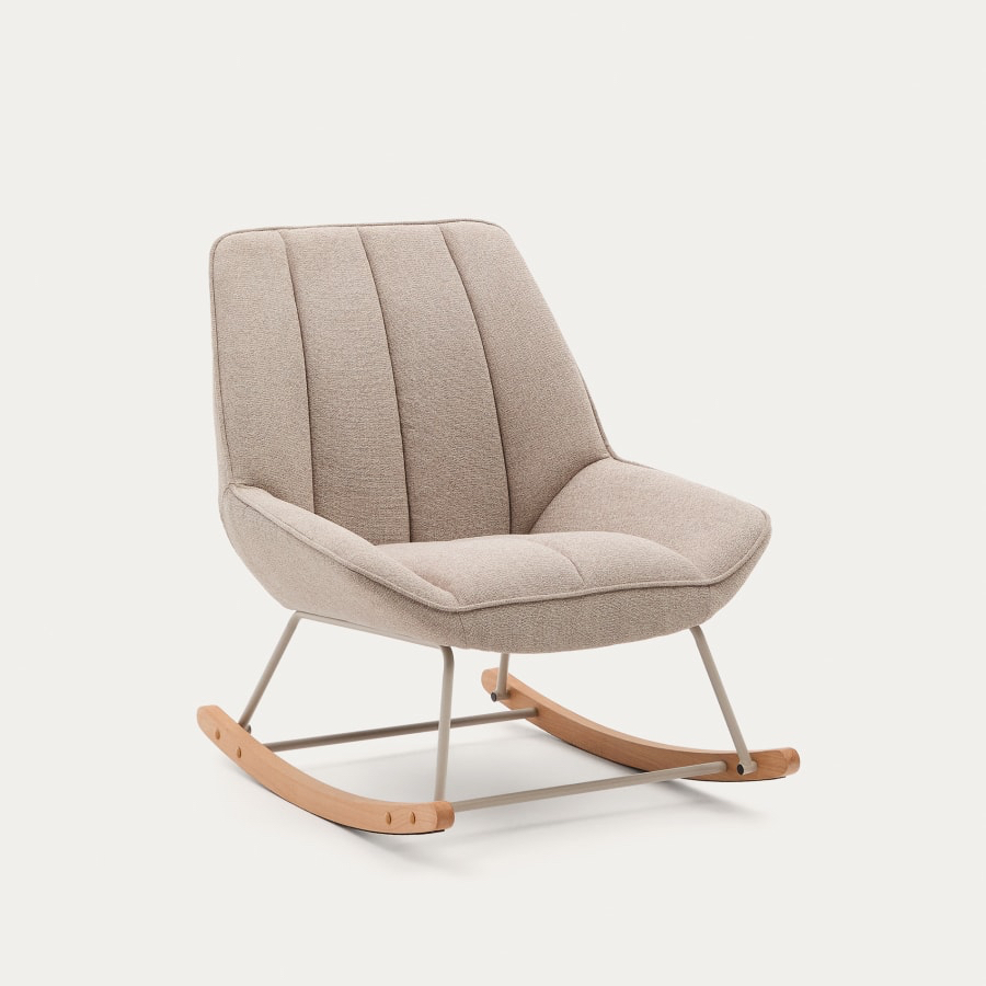 Cozy Marlina Rocking Chair Beige – Modern Chenille Comfort