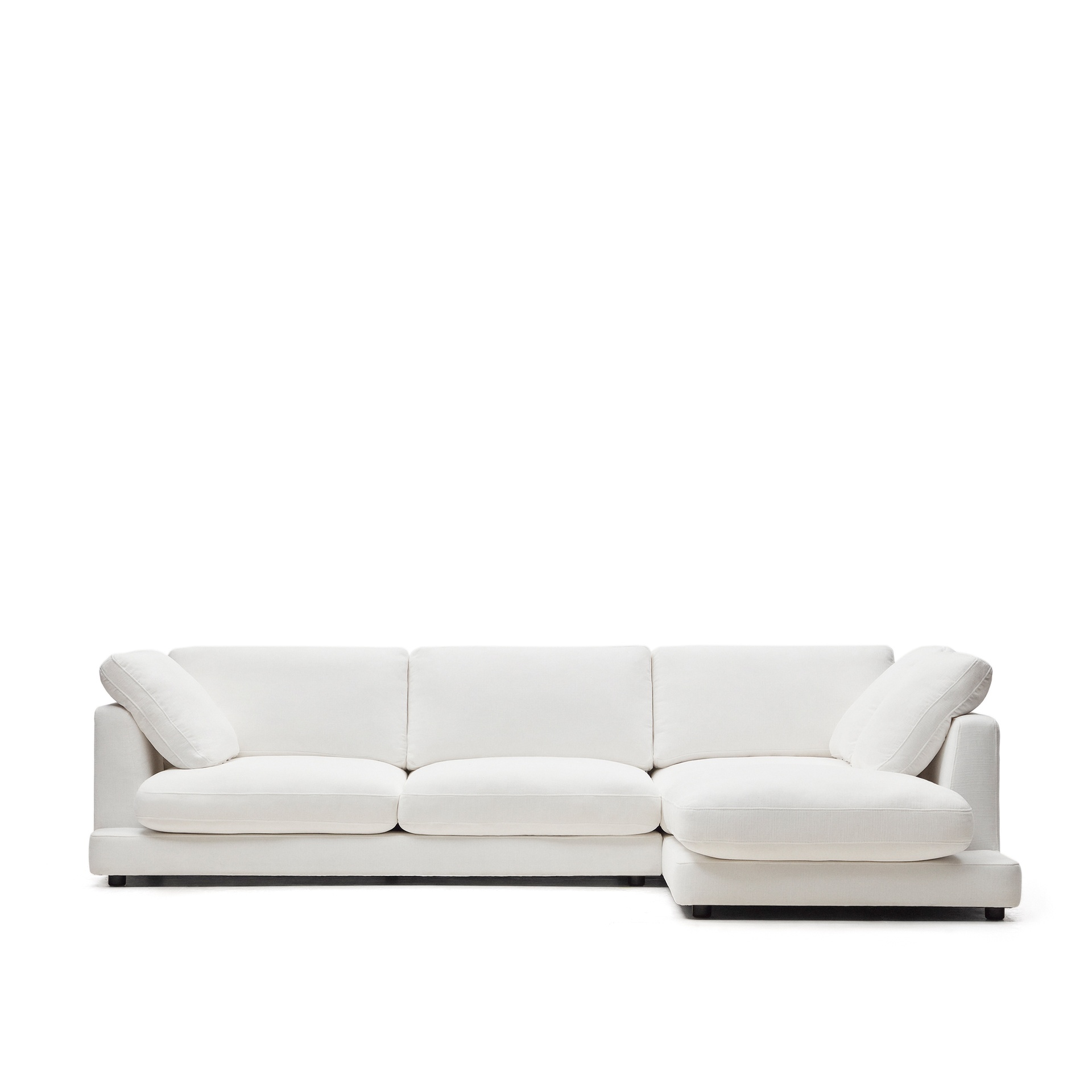 Gala 4-Sitzer-Sofa mit Chaiselongue rechts  (Weiss, Neu)