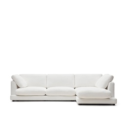 Kave Home Gala 4-Sitzer Sofa mit Chaiselongue rechts (Weiss, Neu)