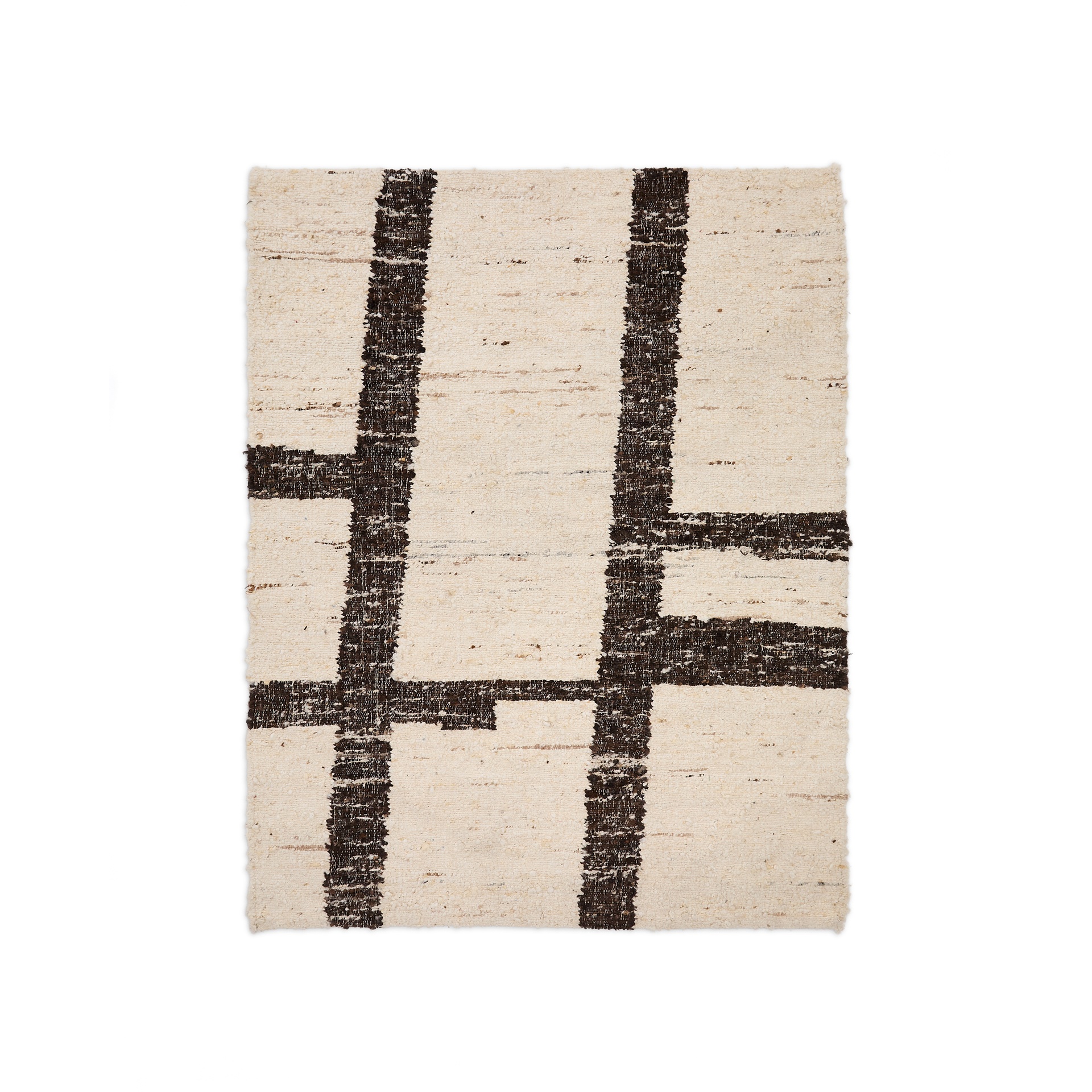 Tappeto Hadin jacquard grafico in lana beige e marrone 160 x 230 cm (Nuovo)