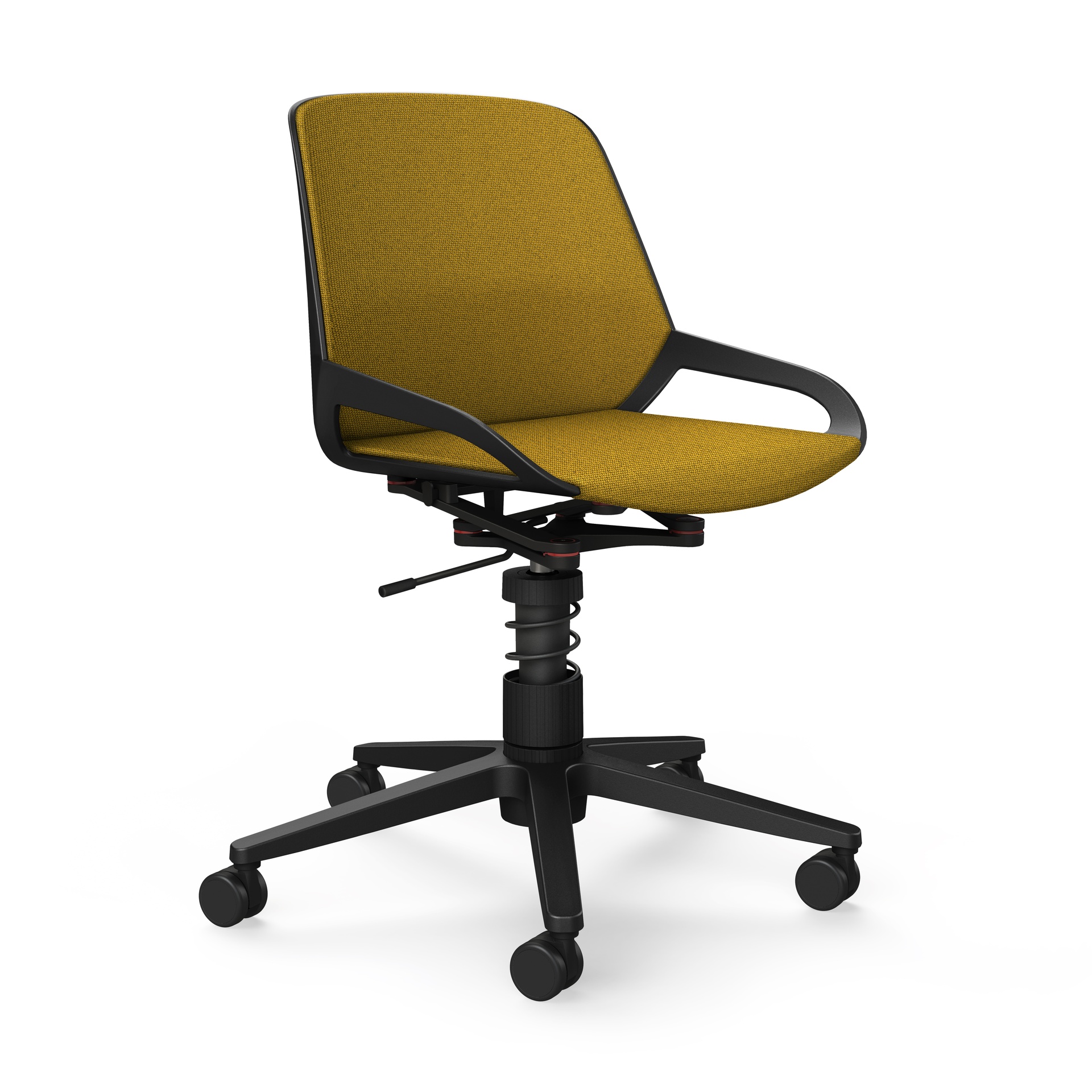 Fauteuil pivotant Aeris Numo Task sans accoudoirs, Jaune/Noir, Nouveau, Chaise ergonomique - idéale pour un travail flexible