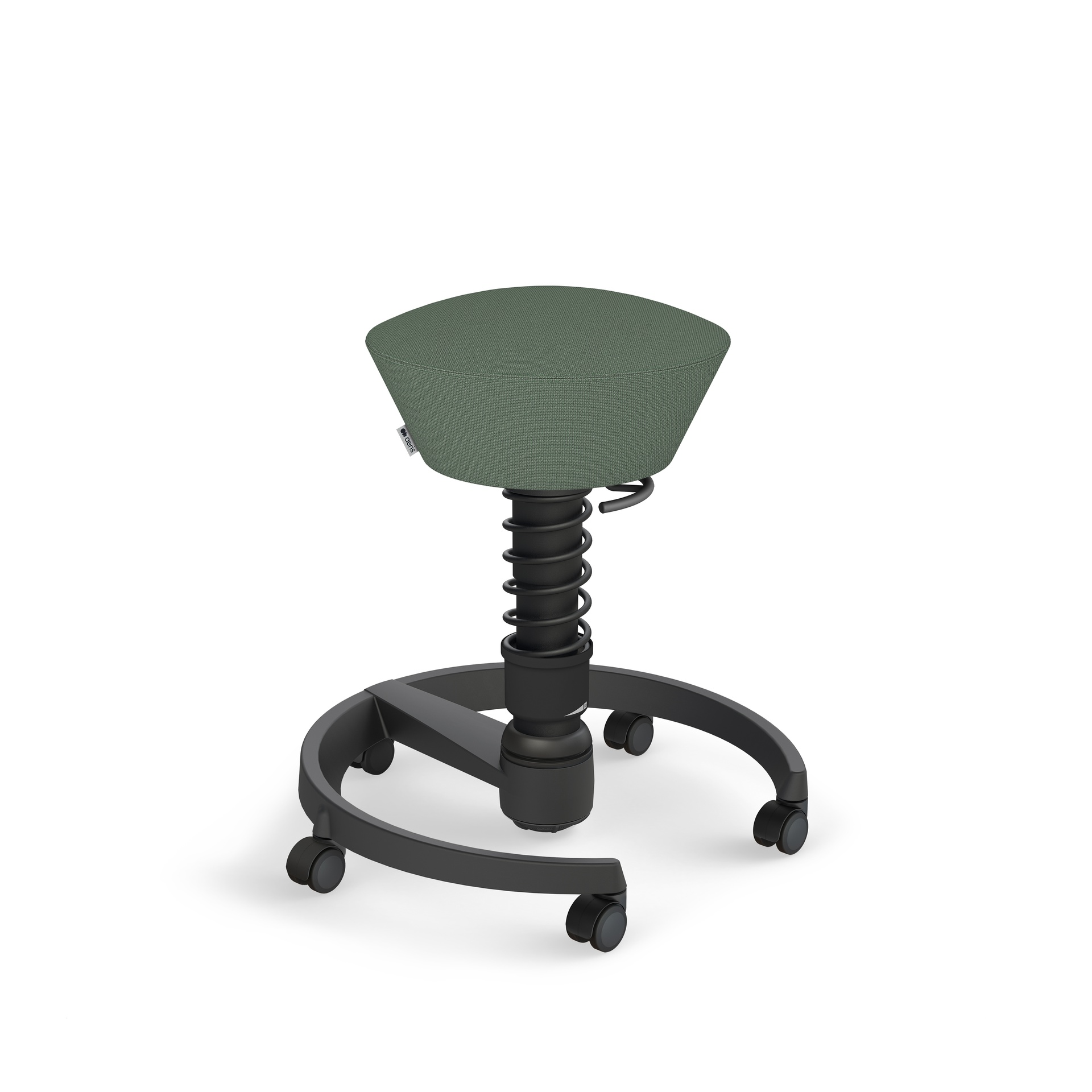 Tabouret de bureau Aeris Swopper Vert clair/Noir, Roulettes pour sols durs, Assise dynamique - optimale pour une assise saine