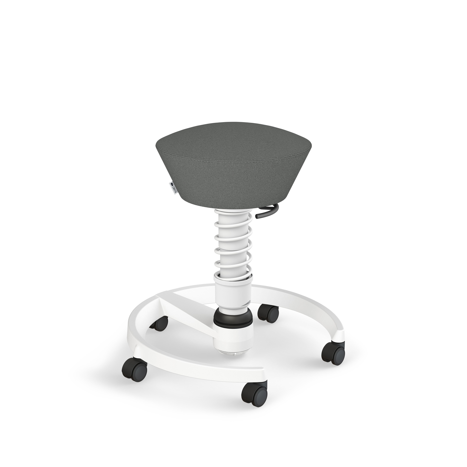 Tabouret de bureau Aeris Swopper Gris/Blanc, Roulettes pour sols durs, Assise dynamique - optimale pour une assise saine