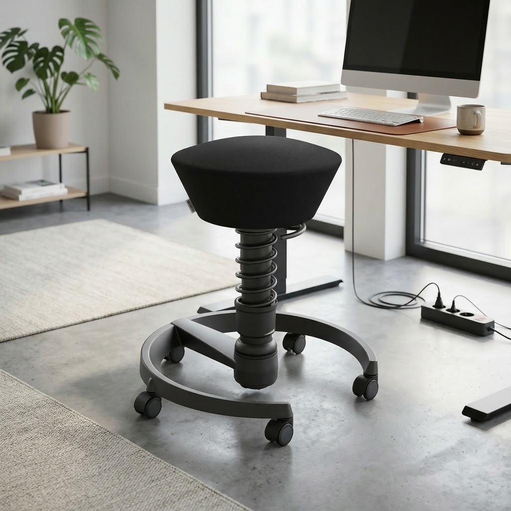 Bürohocker Aeris Swopper (Schwarz, Neu, Schwarz, Hartbodenrollen)