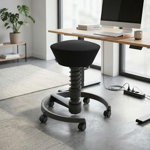 Bürohocker Aeris Swopper (Schwarz, Neu, Schwarz, Hartbodenrollen)