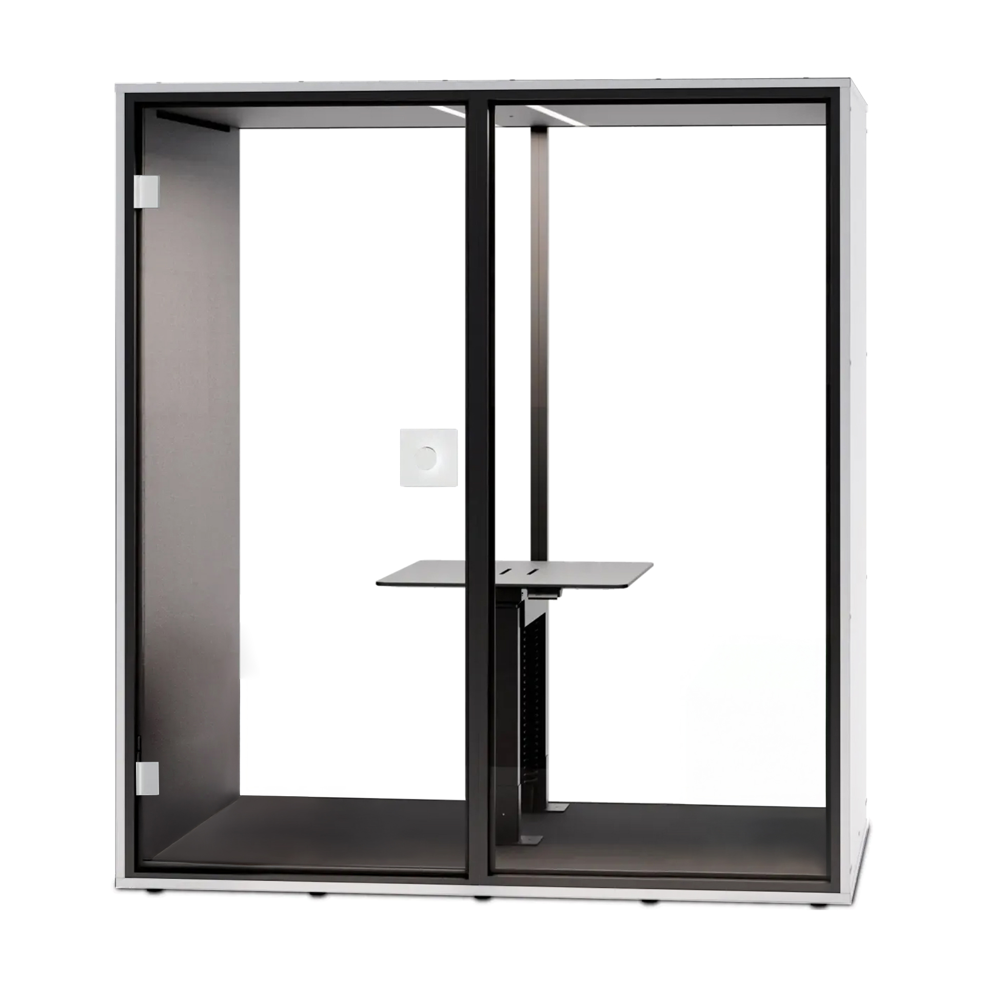 Berlin Acoustics Meet Acoustic Box (White, With electr. height-adjustable table, Glass rear panel, New)