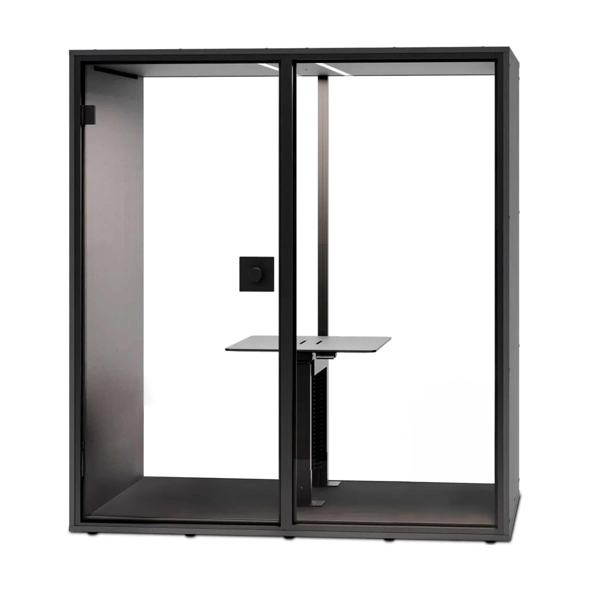 Berlin Acoustics Meet Akustikbox (Schwarz, Mit el. höhenverstellbarem Tisch, Glas Rückwand, Neu)
