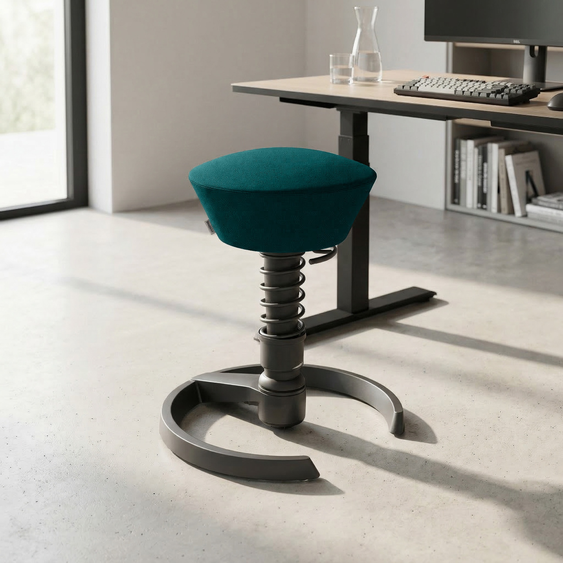Image of Bürohocker Aeris Swopper Petrol/Schwarz, Kunststoffgleiter, Dynamisches Sitzen - optimal für gesundes Sitzen