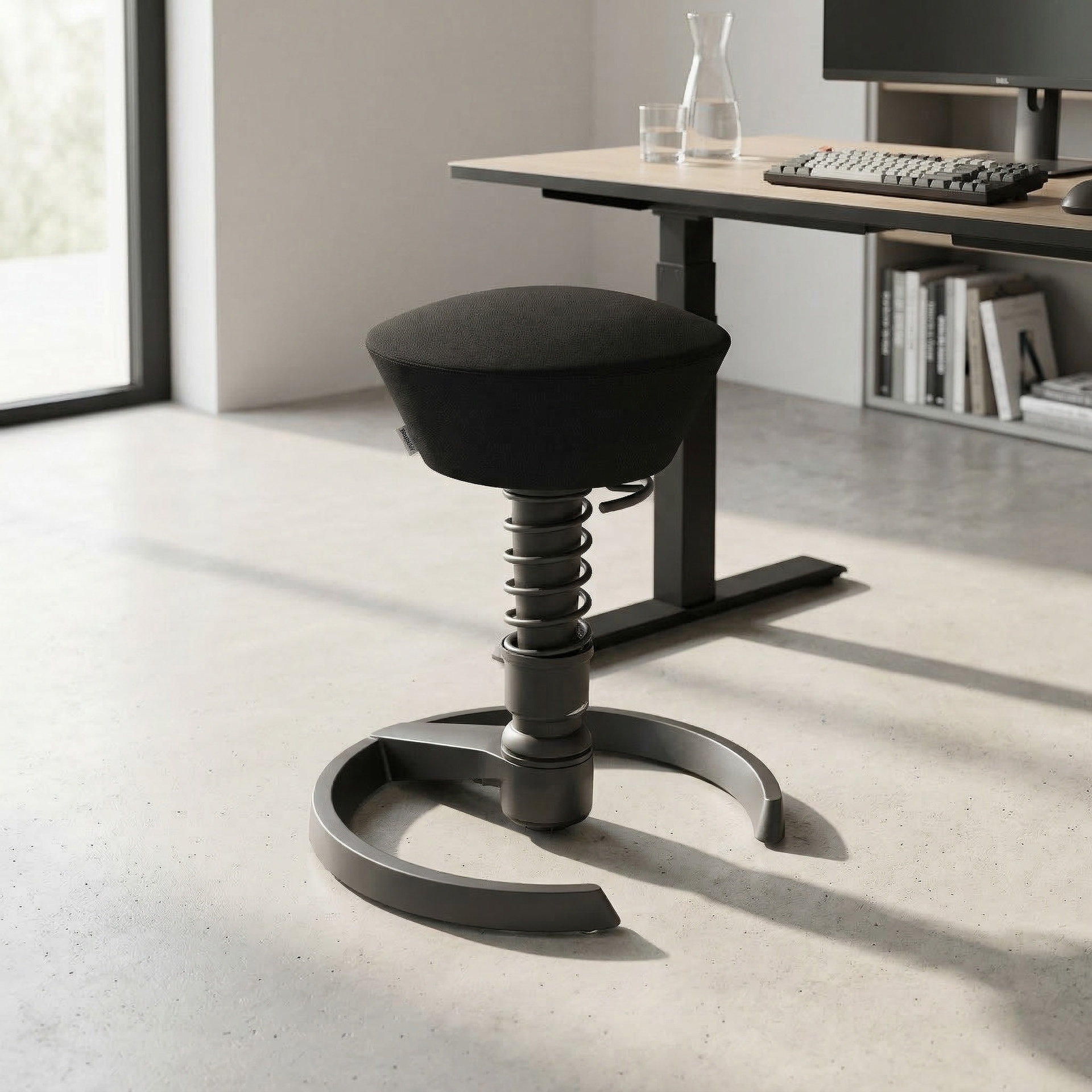 Bürohocker Aeris Swopper Schwarz/Schwarz, Kunststoffgleiter, Dynamisches Sitzen - optimal für gesundes Sitzen