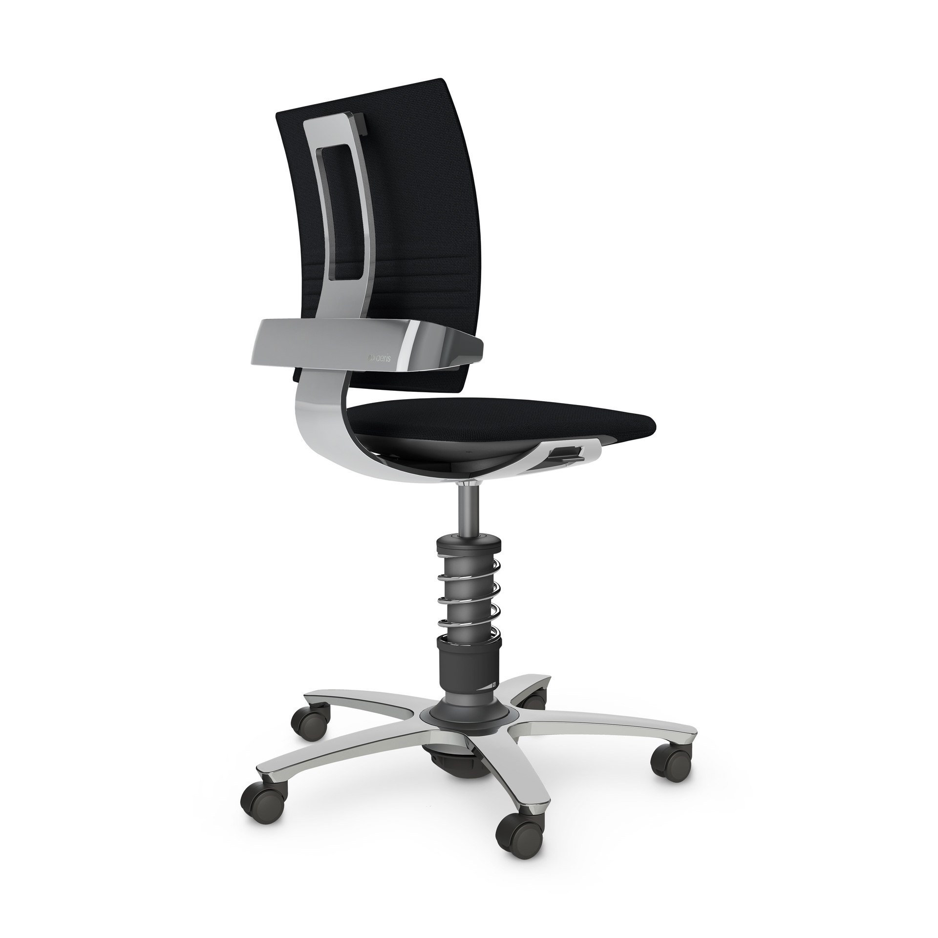Fauteuil pivotant Aeris 3Dee sans accoudoirs, Noir/Brillant Poli, Nouveau, Chaise ergonomique - idéale pour un travail flexible