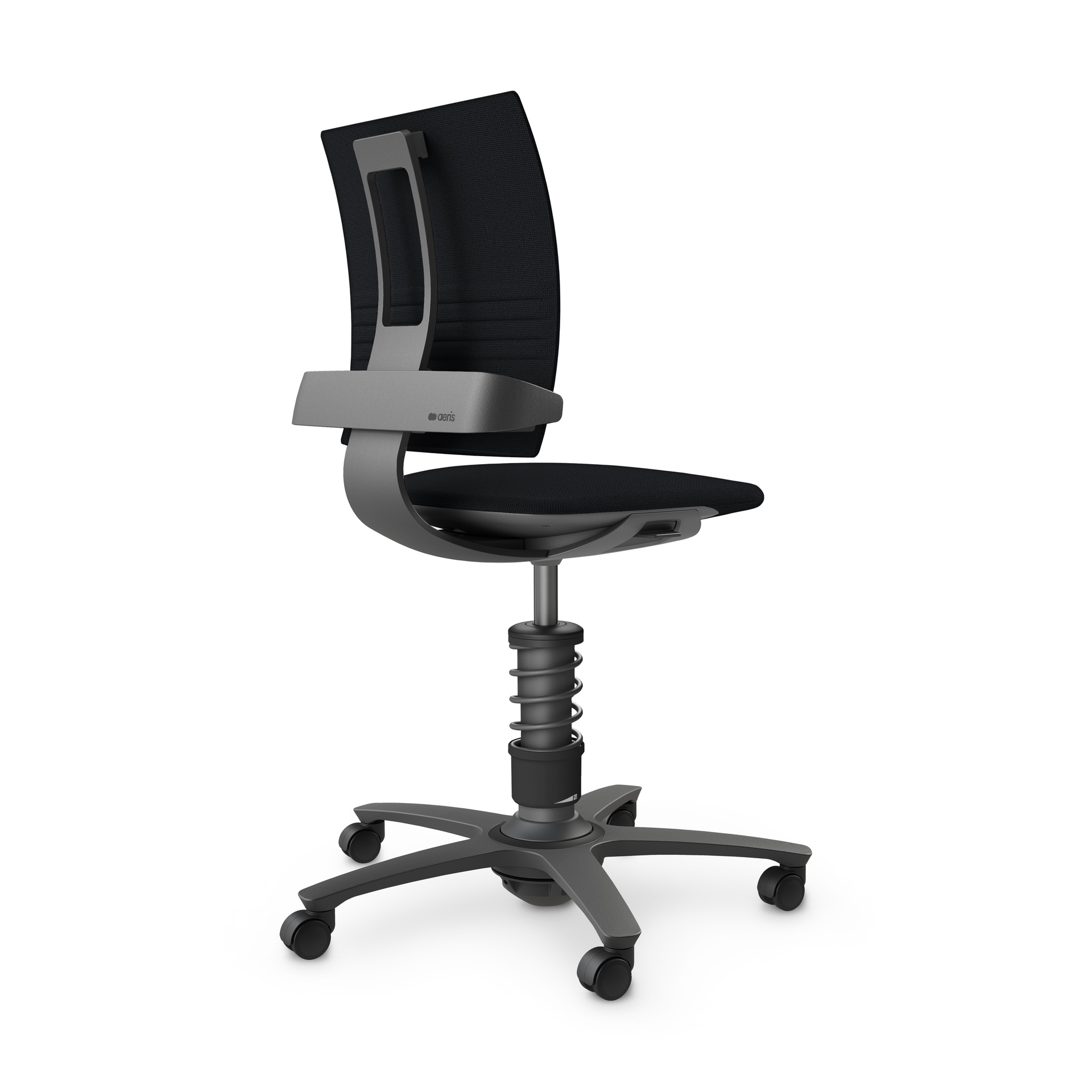 Fauteuil pivotant Aeris 3Dee sans accoudoirs, Noir/Noir, Nouveau, Chaise ergonomique - idéale pour un travail flexible