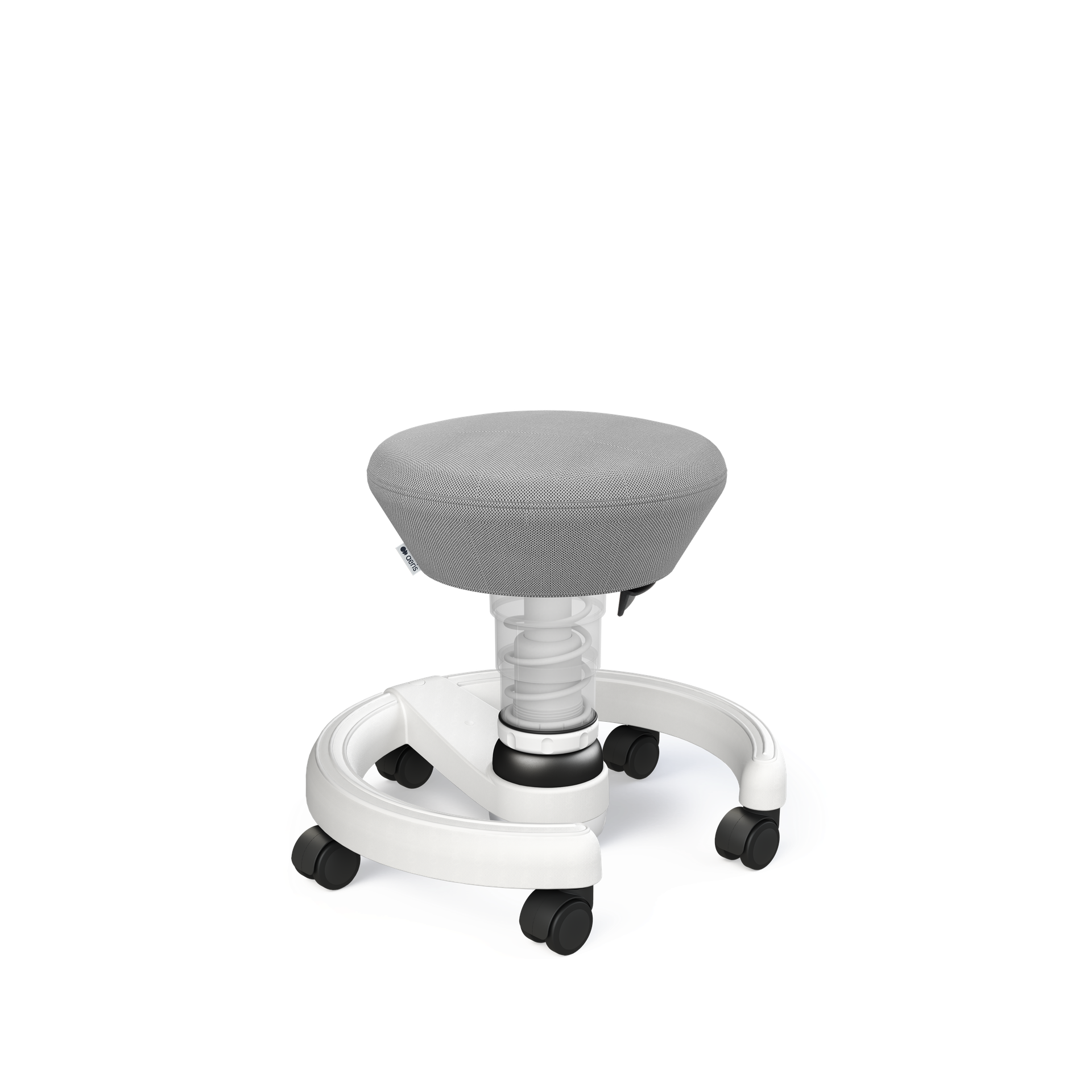 Aeris Swoppster chaise pour enfant Gris/Blanc, Roulettes pour sols durs, Assise dynamique - optimale pour une assise saine