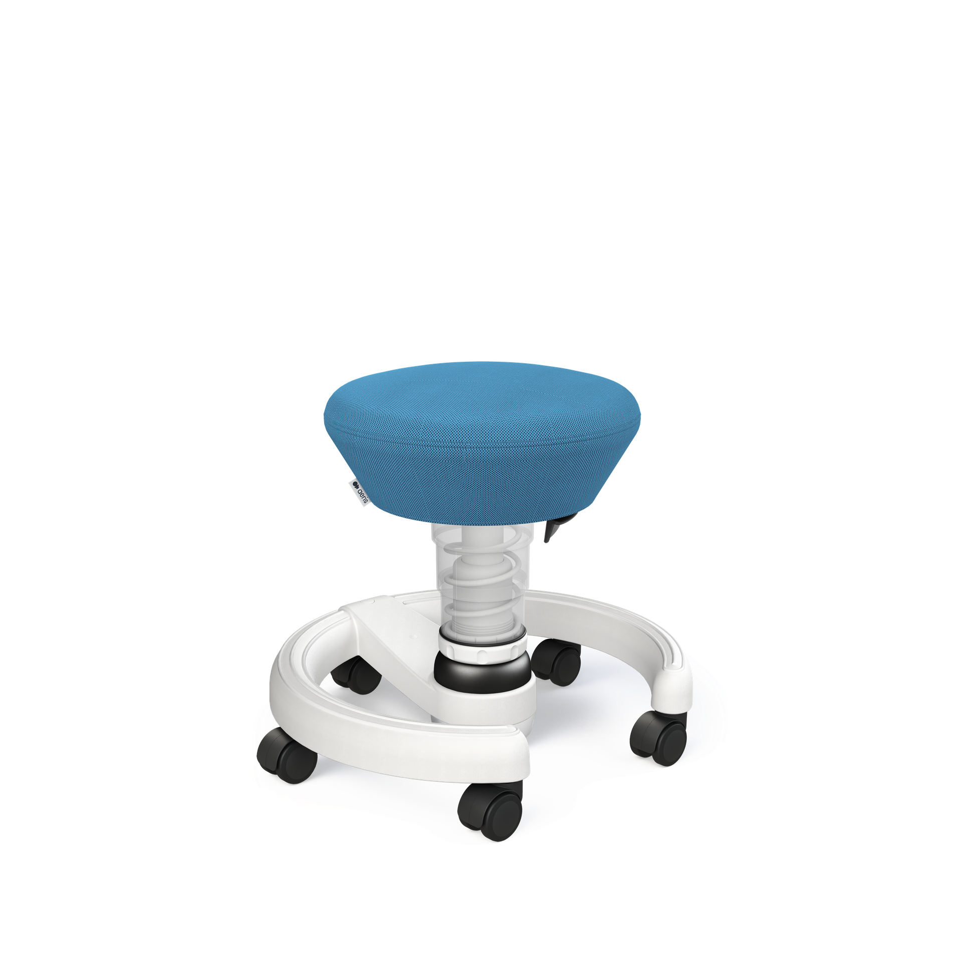Image of Aeris Swoppster Kinderstuhl Blau/Weiss, Hartbodenrollen, Dynamisches Sitzen - optimal für gesundes Sitzen