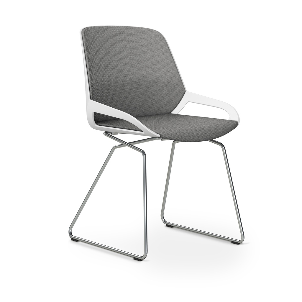 Konferenzstuhl Aeris Numo Comfort Kufengestell (Hellgrau, Weiss / Chrom)