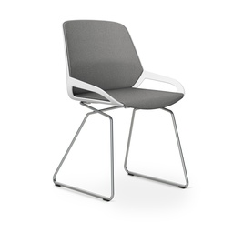 Konferenzstuhl Aeris Numo Comfort Kufengestell (Hellgrau, Weiss / Chrom)