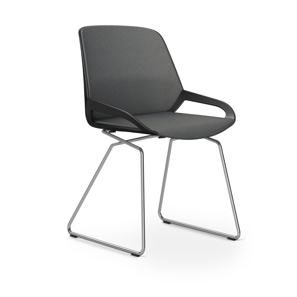 Konferenzstuhl Aeris Numo Comfort Kufengestell (Grau, Schwarz / Chrom)