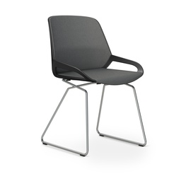 Konferenzstuhl Aeris Numo Comfort Kufengestell (Grau, Schwarz / Chrom)