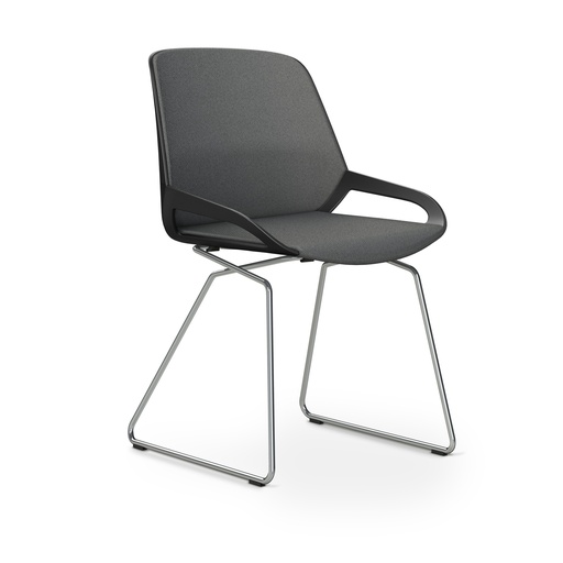 Konferenzstuhl Aeris Numo Comfort Kufengestell (Grau, Schwarz / Chrom)