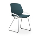 Konferenzstuhl Aeris Numo Comfort Kufengestell (Blau, Weiss / Chrom)