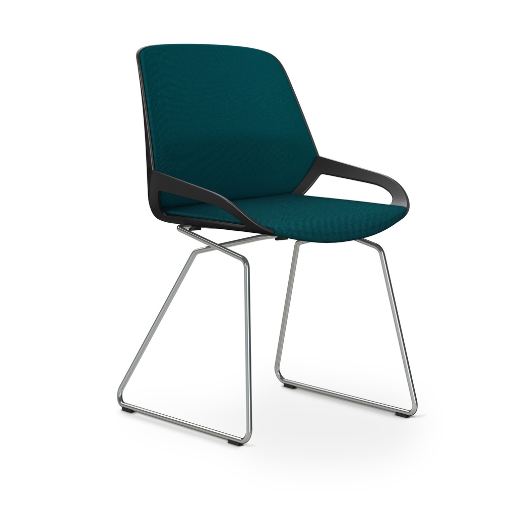 Konferenzstuhl Aeris Numo Comfort Kufengestell (Petrol, Schwarz / Chrom)