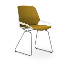 Konferenzstuhl Aeris Numo Comfort Kufengestell (Gelb, Weiss / Chrom)