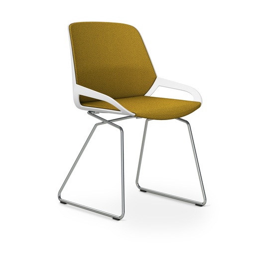 Konferenzstuhl Aeris Numo Comfort Kufengestell (Gelb, Weiss / Chrom)