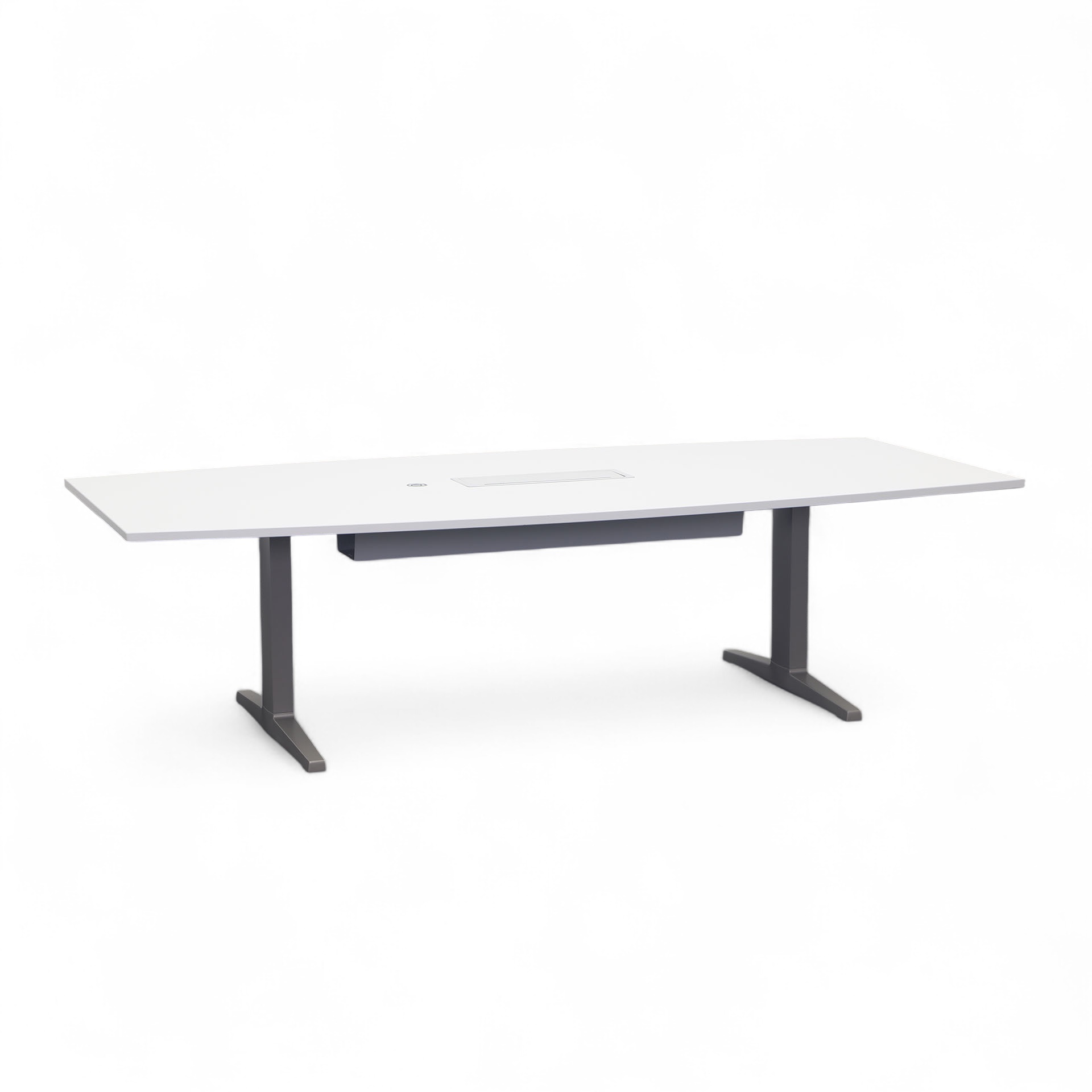 Stehkonferenztisch Haworth Kiron 240x110 cm, Lichtgrau/Silbergrau, Bootsform, Normal gebraucht, Tisch - Für professionelle Meetings