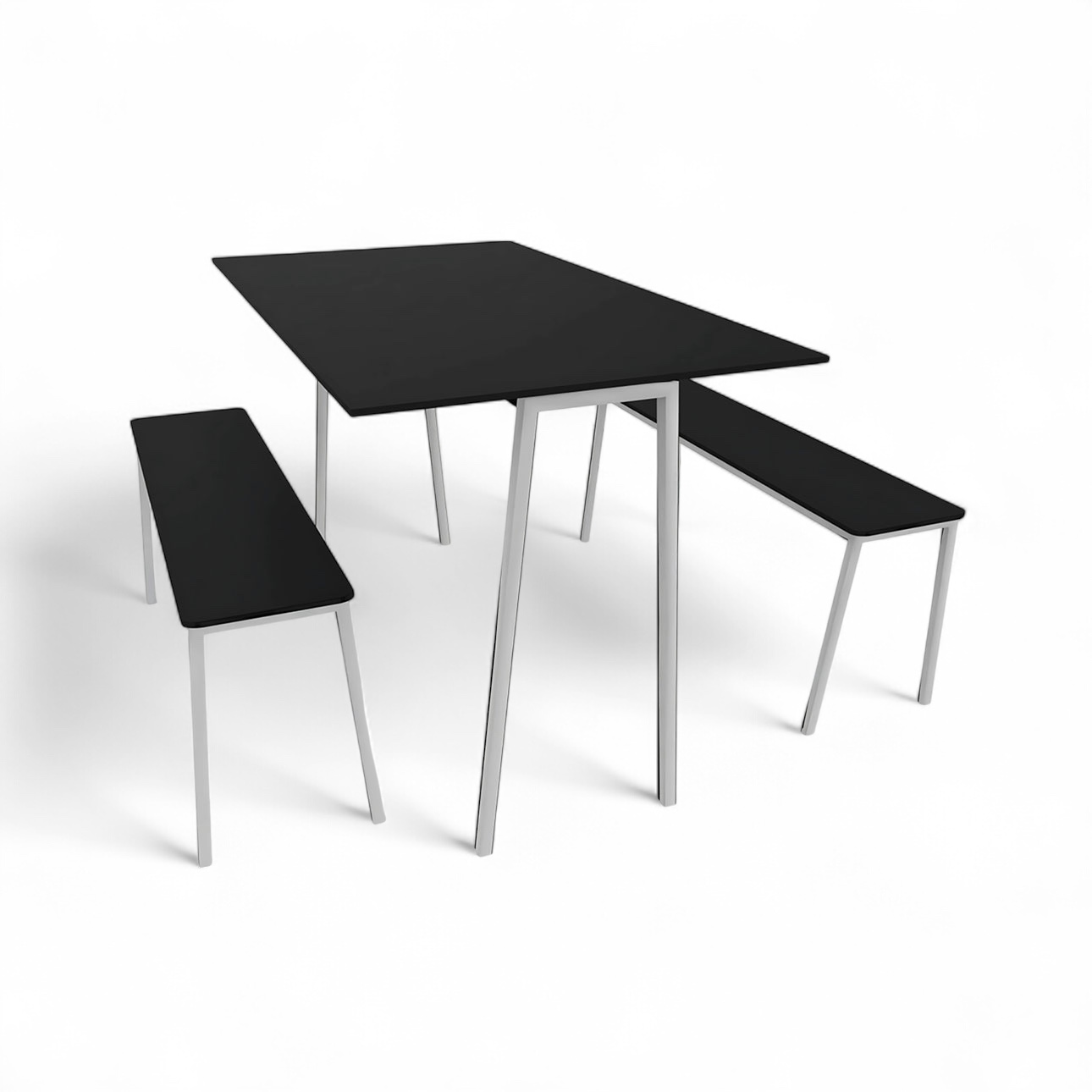 Image of Format Tisch mit Sitzbänke, Schwarz/Weiss, Neu