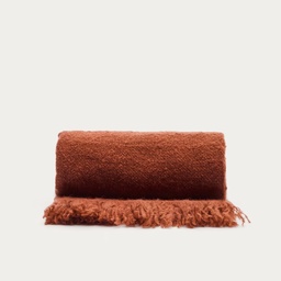 SALION Decke Wollmischung Bouclé-Effekt terracotta (Neu)