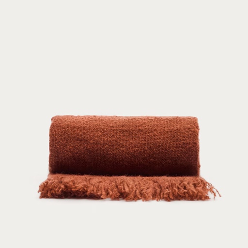 SALION Decke Wollmischung Bouclé-Effekt terracotta (Neu)