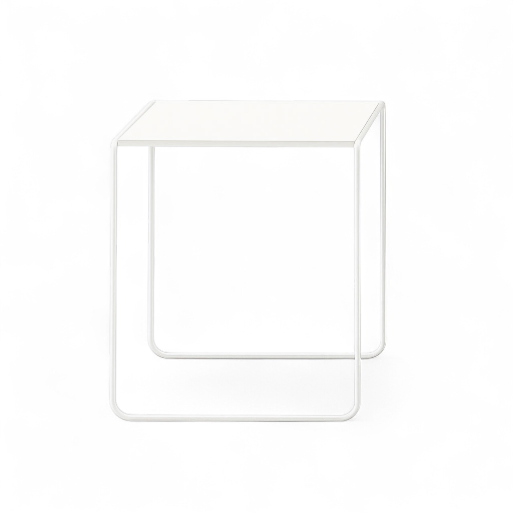 Table basse Milani Rock 43x43 cm, Blanc/Blanc, Carré, Nouveau - Parfait pour le canapé et le salon