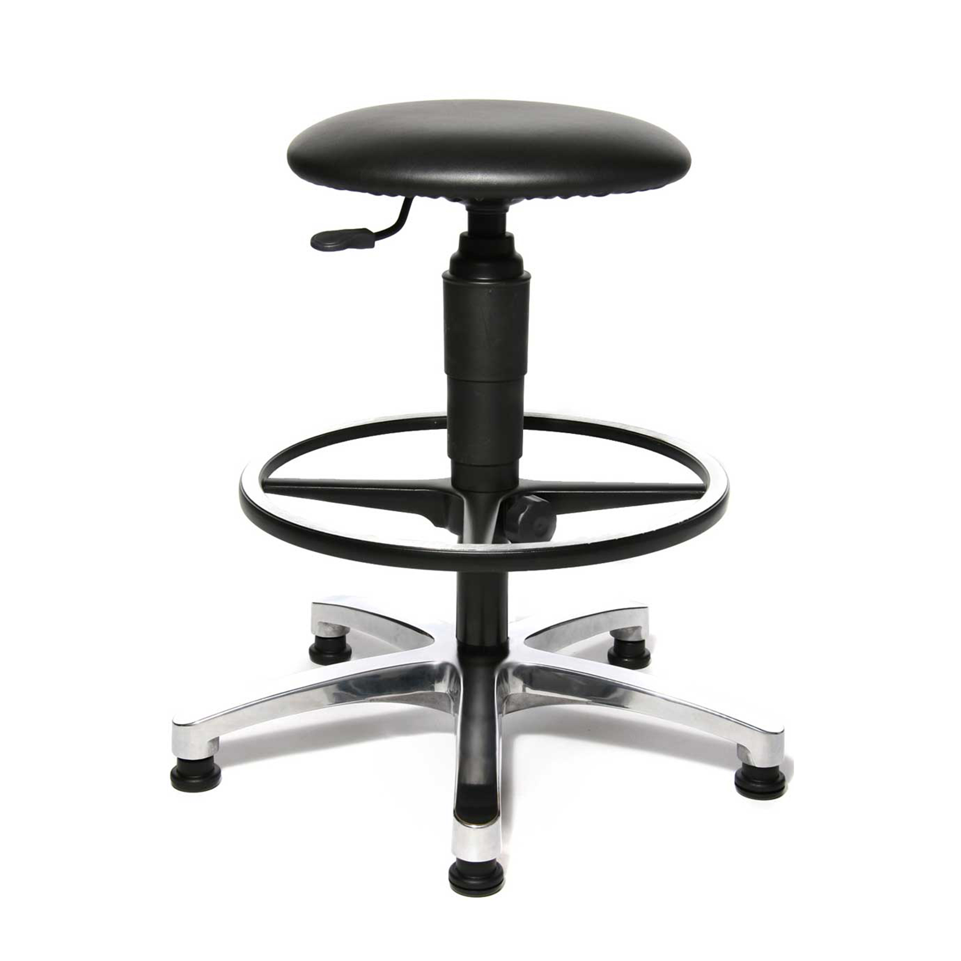 Image of Bürohocker Topstar Tec 60 mit hoher Gasfeder Schwarz/Verchromt, Teppichrollen, Dynamisches Sitzen - optimal für gesundes Sitzen
