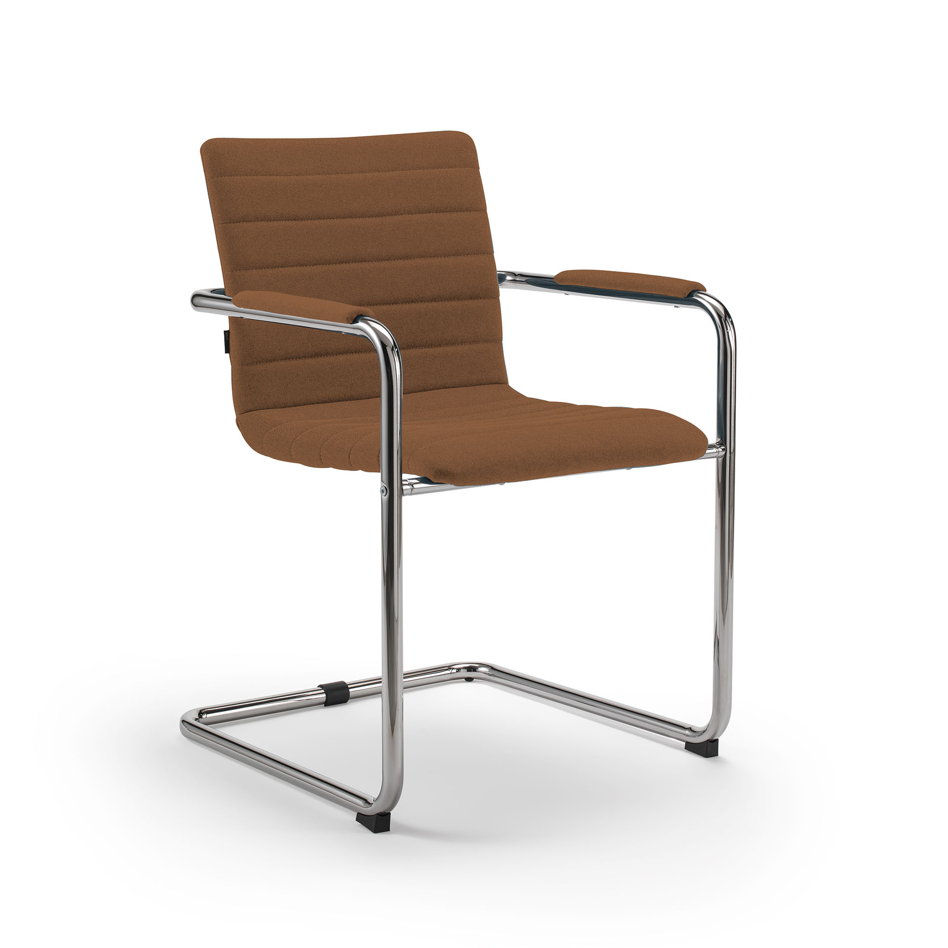 Image of Freischwinger Konferenzstuhl Milani Smart Braun/Verchromt mit Fixarmlehnen, Freischwinger-Gestell, Neu - Perfekt für Besucher und Gäste