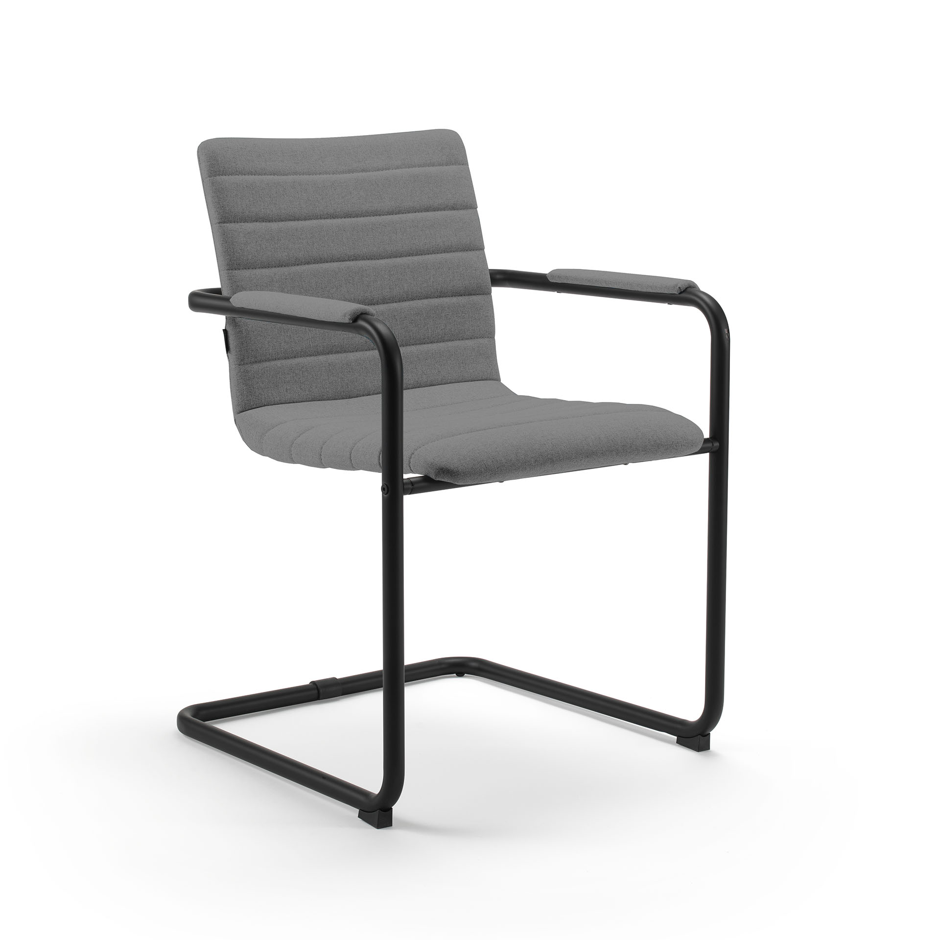 Image of Freischwinger Konferenzstuhl Milani Smart Dunkelgrau/Schwarz mit Fixarmlehnen, Freischwinger-Gestell, Neu - Perfekt für Besucher und Gäste