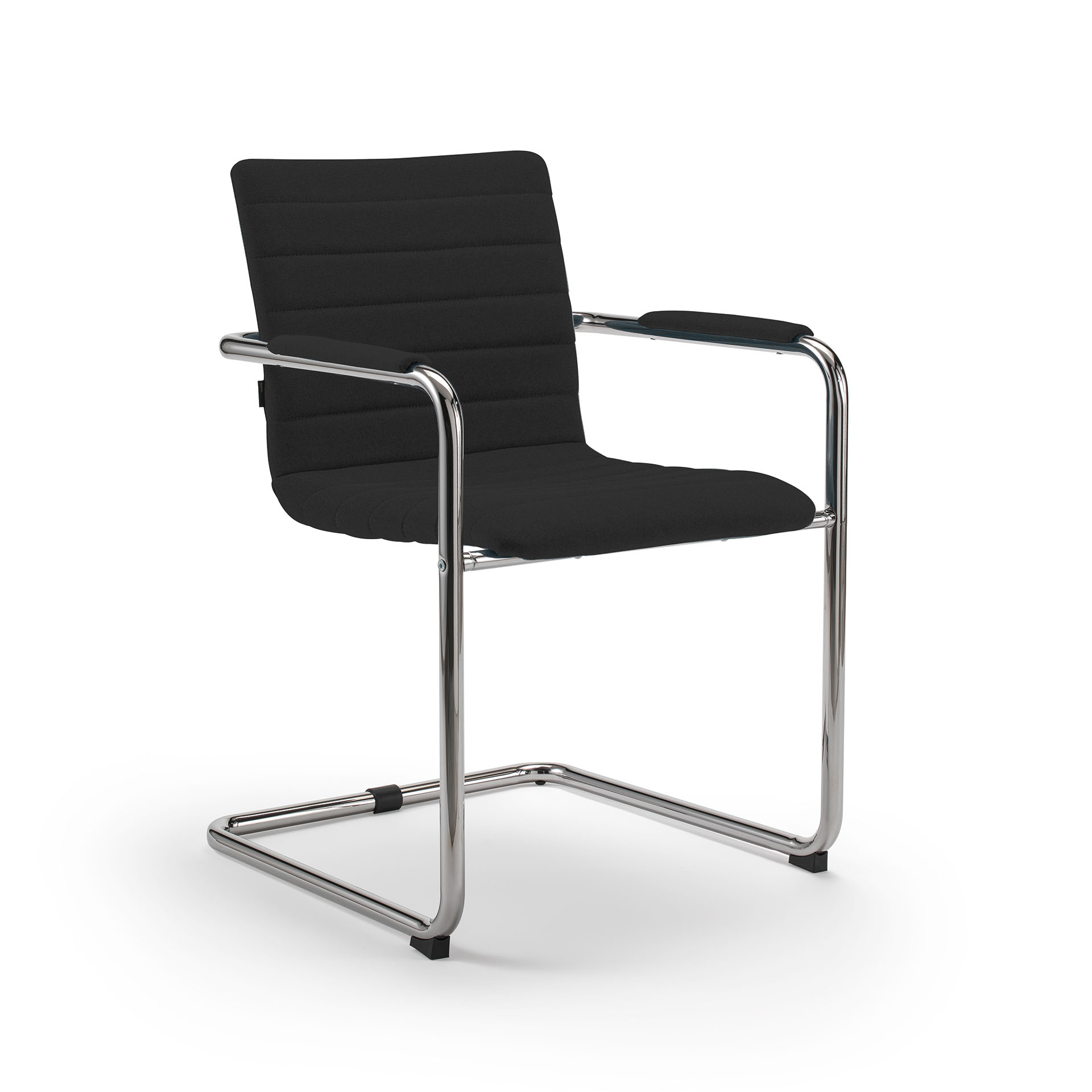 Image of Freischwinger Konferenzstuhl Milani Smart Schwarz/Verchromt mit Fixarmlehnen, Freischwinger-Gestell, Neu - Perfekt für Besucher und Gäste