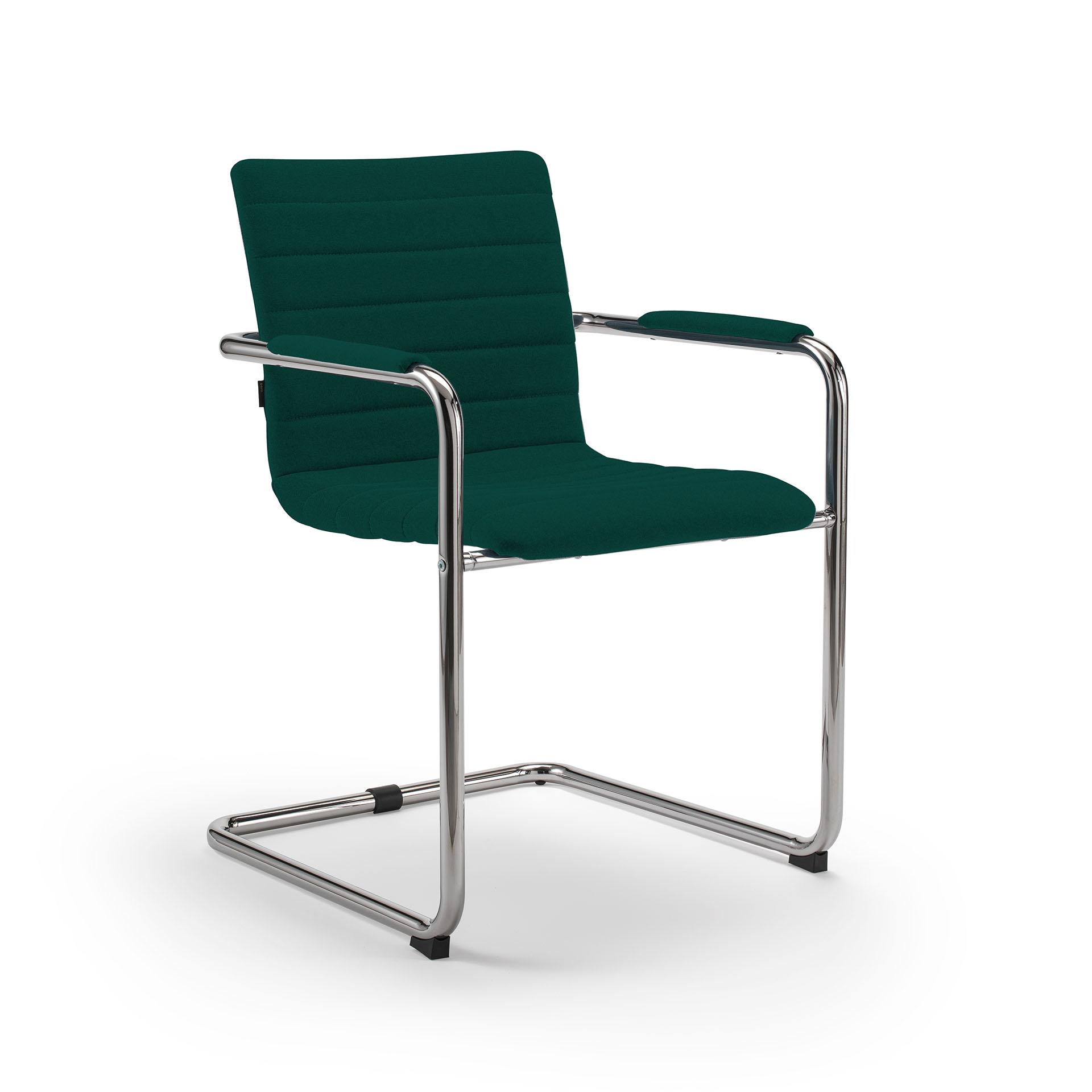 Image of Freischwinger Konferenzstuhl Milani Smart Dunkelgrün/Verchromt mit Fixarmlehnen, Freischwinger-Gestell, Neu - Perfekt für Besucher und Gäste