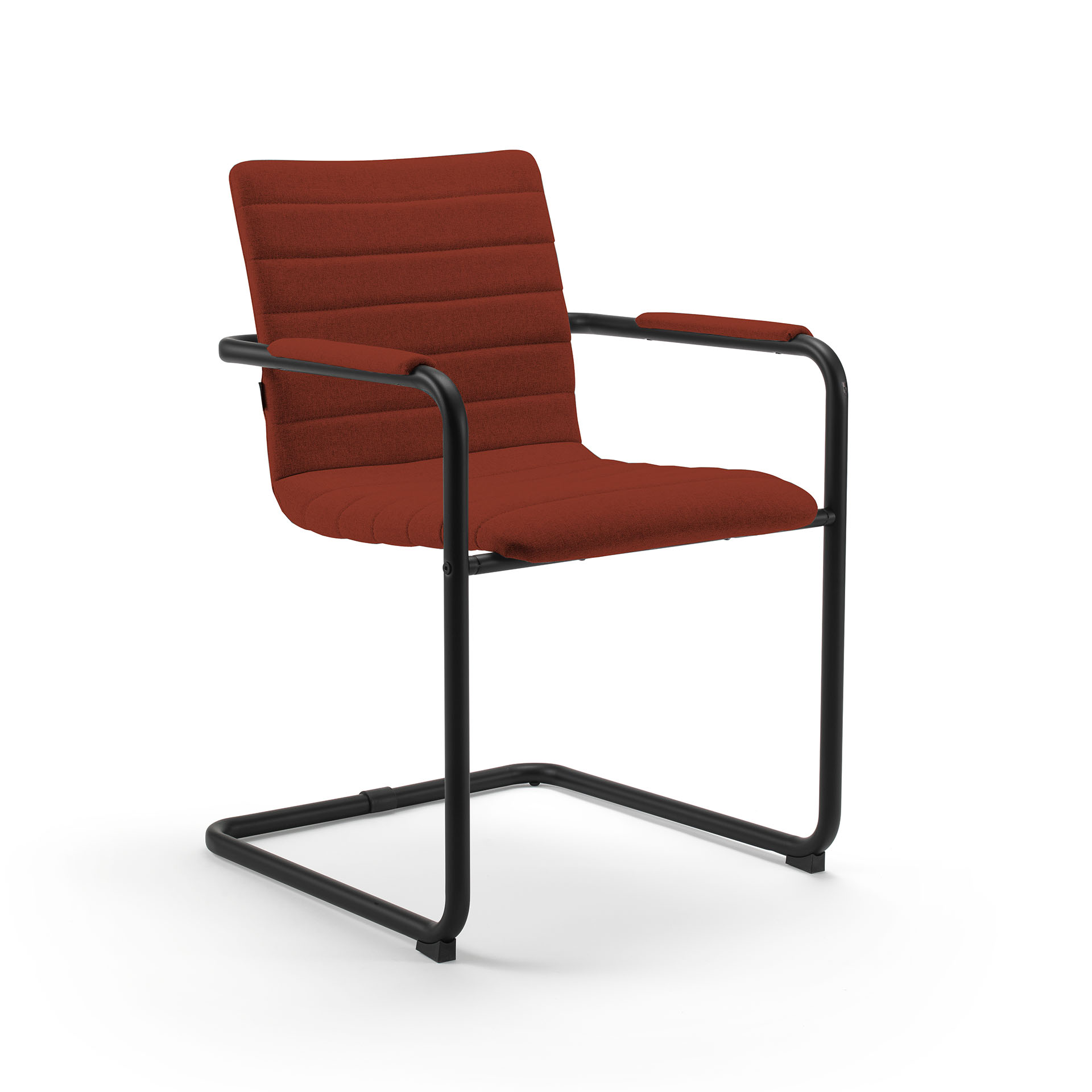 Image of Freischwinger Konferenzstuhl Milani Smart Dunkelorange/Schwarz mit Fixarmlehnen, Freischwinger-Gestell, Neu - Perfekt für Besucher und Gäste