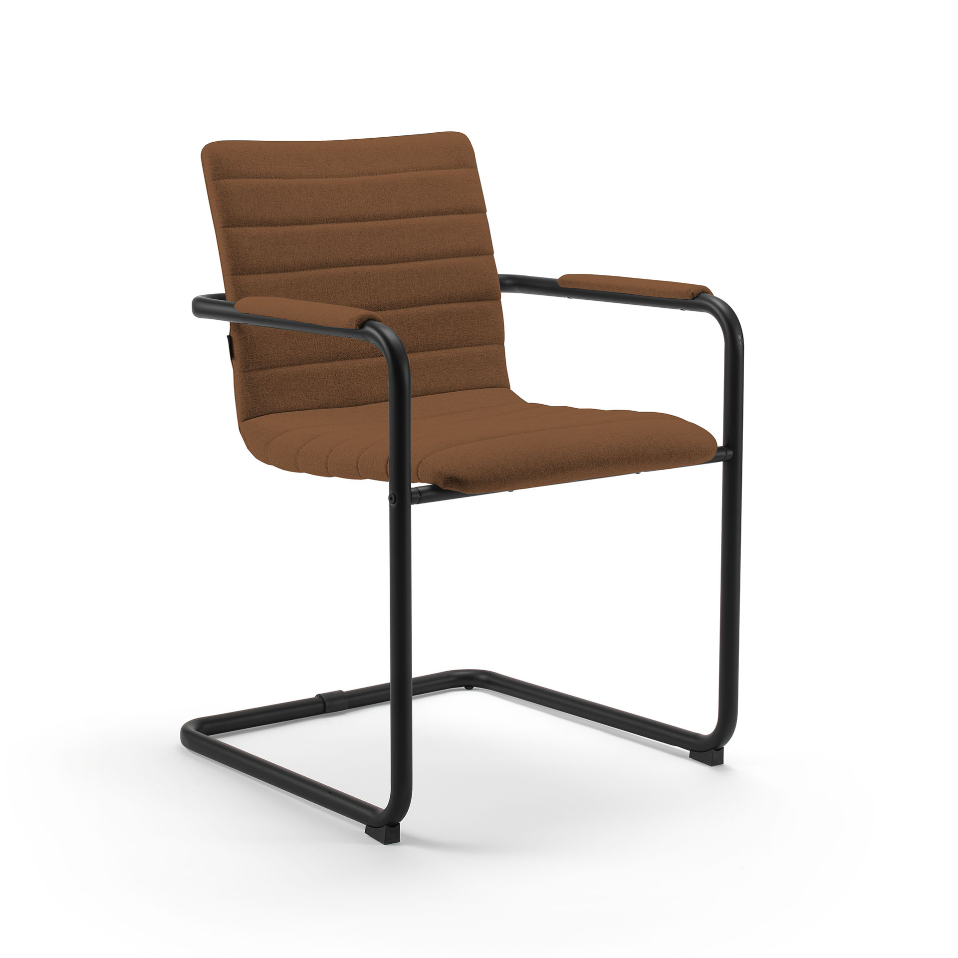 Image of Freischwinger Konferenzstuhl Milani Smart Braun/Schwarz mit Fixarmlehnen, Freischwinger-Gestell, Neu - Perfekt für Besucher und Gäste