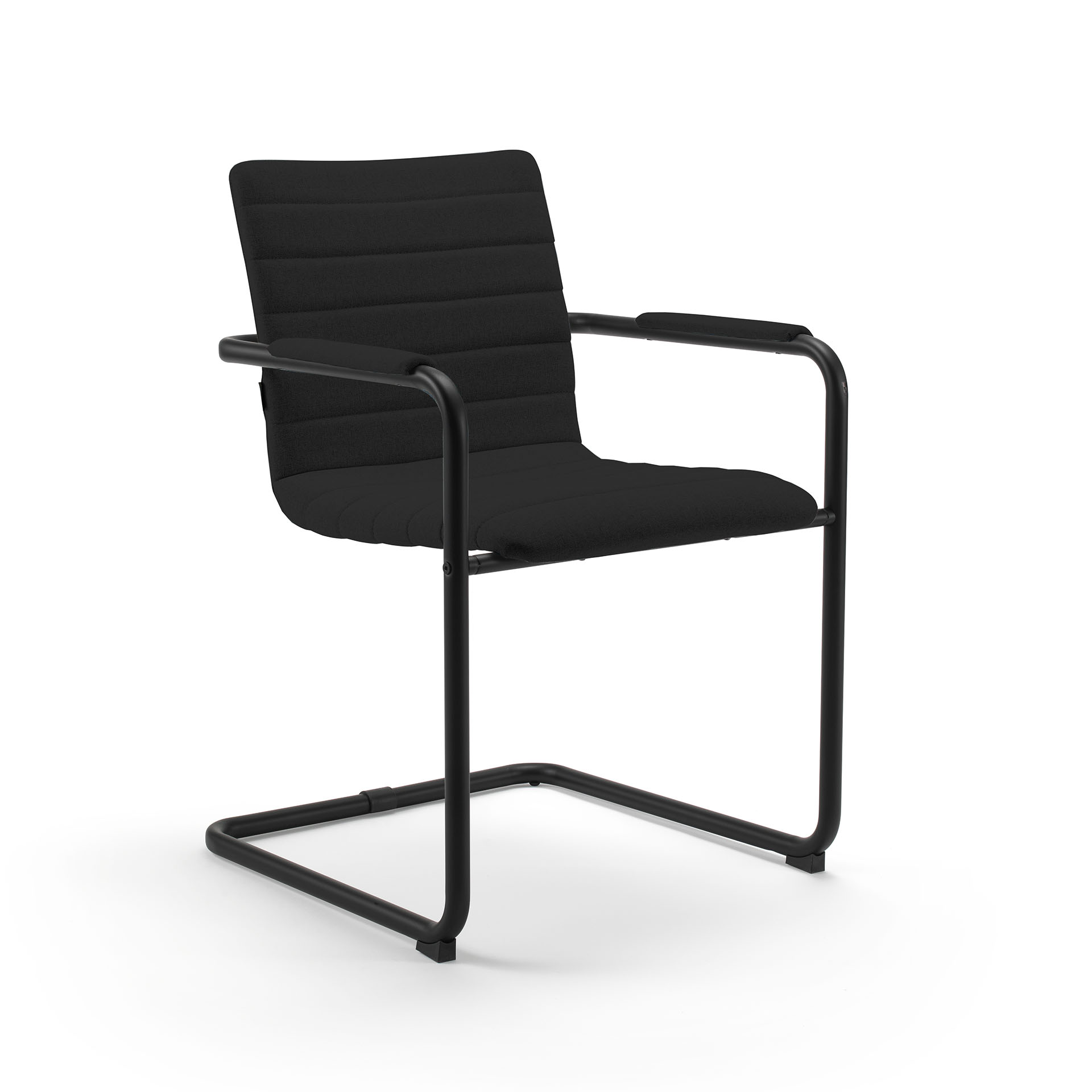 Chaise en porte-à-faux Milani Smart Noir/Noir avec accoudoirs fixes, Bâti de chaise cantilever, Nouveau - Parfait pour les visiteurs et les invités